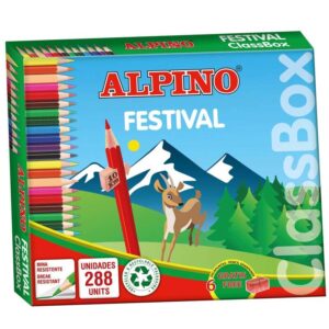 alpino festival pack de 288 lapices hexagonales de colores mina de 3mm 12 colores x 24 uds ideal para colegios colores surtidos