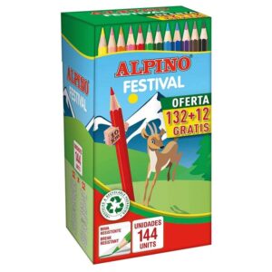 alpino festival economy pack de 144 lapices hexagonales de colores mina de 3mm ideal para colegios colores surtidos