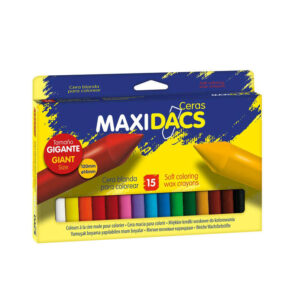alpino maxidacs pack de 15 ceras blandas para niños tamaño extra grande 120mm x 14mm etiqueta anti manchas ideal para grandes artistas colores surtidos