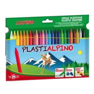 alpino plastialpino pack con 24 ceras para niños material resistente no manchan colores brillantes colores surtidos