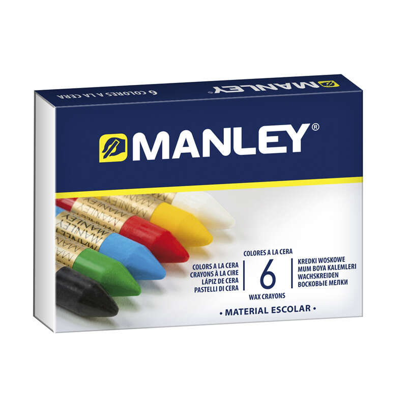 manley pack de 6 ceras blandas de trazo suave ideal para tecnicas y aplicaciones variadas amplia gama de colores colores surtidos
