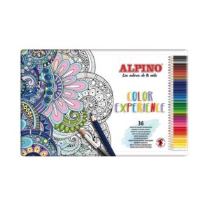 alpino color experience pack de 36 lapices acuarelables mina de 3,3mm resistente y acuarelable ideal para difuminar y colorear colores surtidos