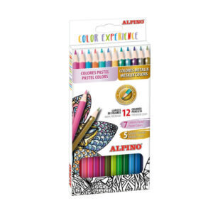 alpino color experience pack de 12 lapices de colores premium colores pastel y metalicos mina premium para pintado suave y degradado colores surtidos pastel y metalicos
