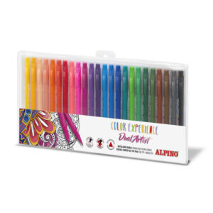 alpino color experience pack de 24 rotuladores doble punta con punta pincel forma triangular ergonomica punta fine liner de 0.7mm y punta pincel de 2.9mm colores surtidos