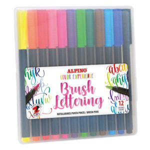 alpino color experience pack de 12 rotuladores brush lettering punta pincel de 4.55mm tinta base agua colores vivos y brillantes ideales para lettering colores surtidos