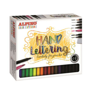 alpino color experience pack de 24 rotuladores hand lettering + 1 rotulador punta super pincel, 1 rotulador punta fina, 1 rotulador doble punta, 1 lapiz de grafito y 1 goma colores surtidos