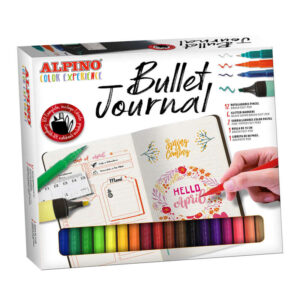 alpino color experience kit bullet journal con 12 rotuladores doble punta (0.7mm y 2.9mm) 2 marcadores pastel 6 rotuladores con efecto purpurina regla de 15cm libreta de 80 paginas ideal para iniciarse en el bullet journal colores surtidos