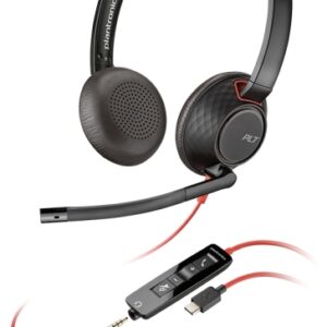 hp poly blackwire 5220 usb c auriculares con microfono cancelacion de ruido diadema metalica acolchada almohadillas de piel sintetica controles en cable
