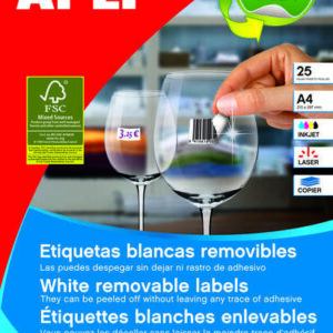 apli pack de 6.750 etiquetas blancas removibles 17.8 x 10.0mm 25 hojas x 270 etiquetas adhesivo removible color blanco