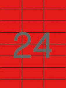 apli pack de 480 etiquetas rectangulares 70x37mm 20 hojas por 24 etiquetas adhesivo permanente cantos rectos color rojo