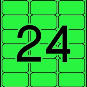 apli pack de 480 etiquetas 64x33.9mm 20 hojas por 24 etiquetas adhesivo permanente cantos romos color verde fluor