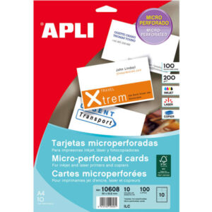 apli tarjetas de visita microperforadas mate 200g 10 hojas