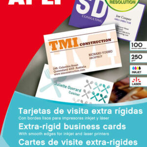 apli pack de 100 tarjetas de visita 250g 10 hojas por 10 trajetas cantos rectos color blanco mate