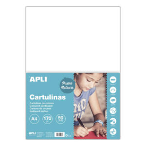 apli pack de 50 cartulinas a4 170g libre de acidos aptas para uso escolar color blanco
