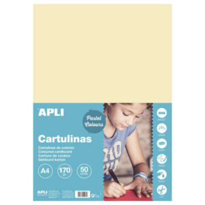 apli pack de 50 cartulinas a4 170g libre de acidos aptas para uso escolar color marfil
