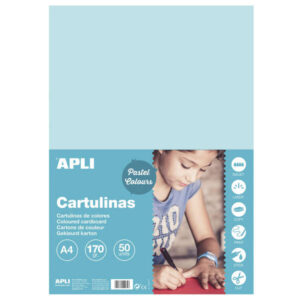 apli cartulina azul claro a4 170g 50 hojas
