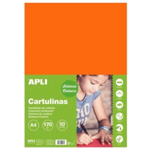 apli cartulina naranja a4 170g 50 hojas