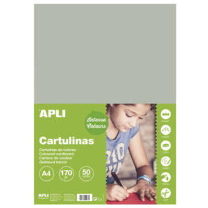 apli cartulina gris a4 170g 50 hojas