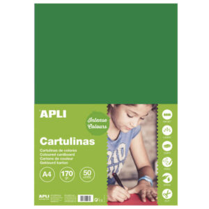 apli cartulina verde oscuro a4 170g 50 hojas