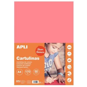 apli cartulina rosa fluorescente a4 170g 50 hojas