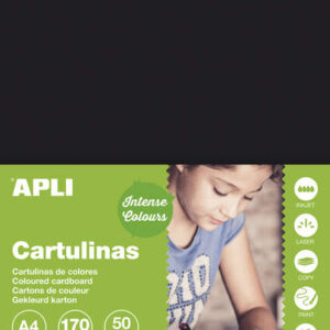 apli pack de 50 cartulinas a4 170g color negro