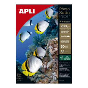 apli photosatin pack de 60 hojas de papel fotografico a4 200gr acabado semibrillante apto para impresoras inkjet