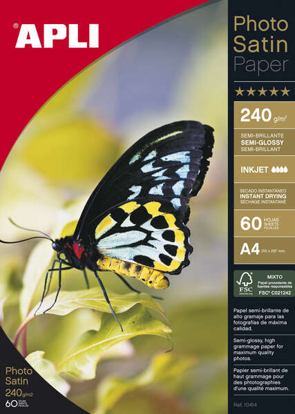 apli papel fotografico photosatin a4 240g 60 hojas