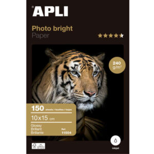 apli pack de 150 hojas de papel fotografico photobright 10x15cm 240g acabado brillante apto para uso en impresoras inkjet
