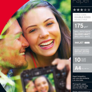 apli pack de 10 hojas papel fotografico photobright doble cara a4 175g brillante en una cara y mate en la otra indicado para impresoras fotograficas