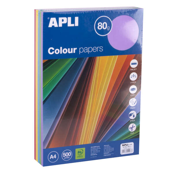 apli papel color surtido intenso a4 500 hojas