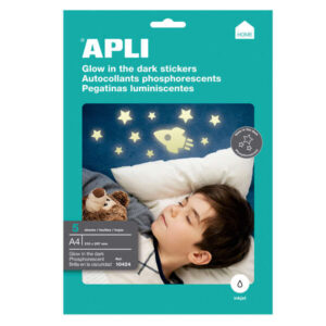 apli pack de 5 etiquetas brillo en la oscuridad 210x297mm a4 5 hojas por 1 etiqueta permite recortarlos y realizar diferentes diseños aptas para inkjet