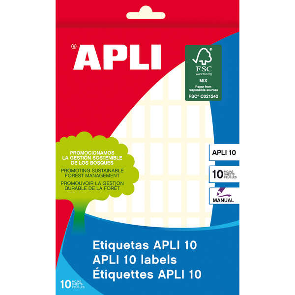 apli etiquetas 10 blancas 8.0 x 20.0mm 10 hojas