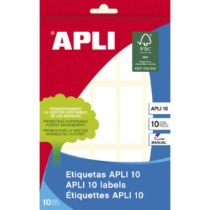 apli pack de 150 etiquetas rectangulares 20x50mm 10 hojas por 15 etiquetas adhesivo permanente cantos romos ideal para escribir sobre ellas color blanco