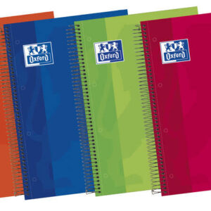 oxford europeanbook 5 cuaderno espiral formato a4+ horizontal 1 linea 120 hojas tapa extradura acabado brillante 5 bandas de color colores surtidos
