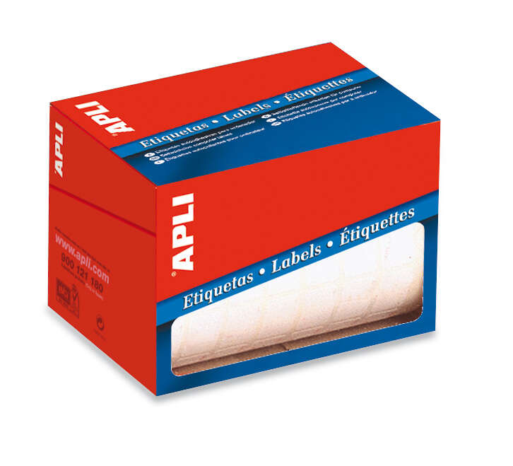 apli rollo de 400 etiquetas 38x102mm adhesivo permanente cantos romos color blanco