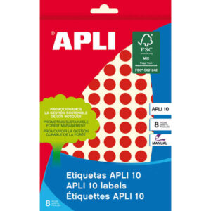 apli etiquetas 10 rojas Ø 10mm 8 hojas