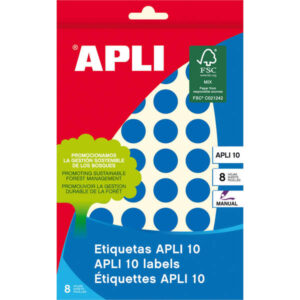 apli etiquetas 10 azules Ø 16mm 8 hojas