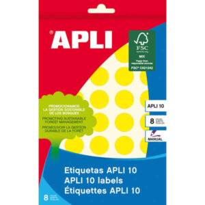 apli etiquetas 10 amarillas Ø 19mm 8 hojas