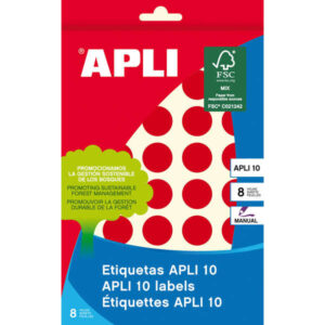 apli etiquetas 10 rojas Ø 19mm 8 hojas