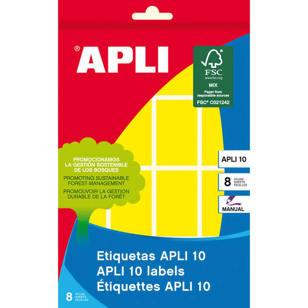 apli etiquetas 10 amarillas 25 x 40mm 8 hojas