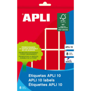 apli etiquetas 10 rojas 25 x 40mm 8 hojas