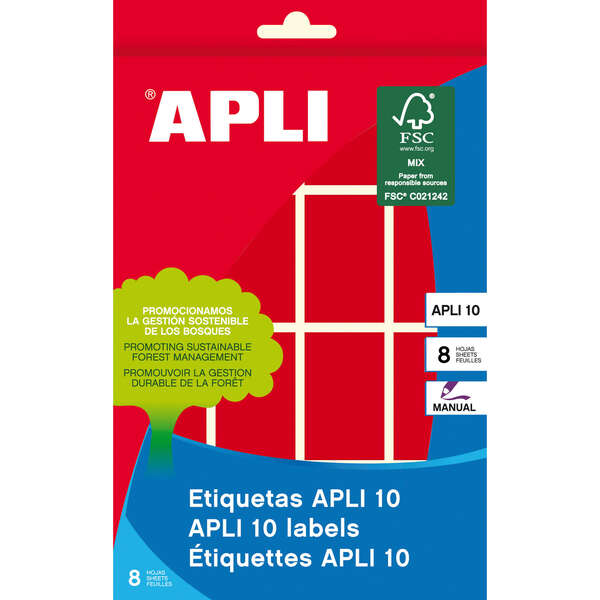 apli etiquetas 10 rojas 25 x 40mm 8 hojas