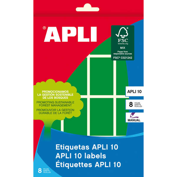 apli etiquetas 10 verdes 25 x 40mm 8 hojas