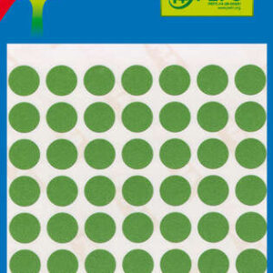 apli minibolsa de 315 etiquetas redondas Ø 10mm 5 hojas por 63 etiquetas adhesivo permanente color verde