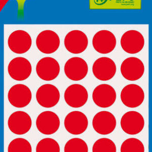 apli minibolsa de 175 etiquetas redondas Ø 13mm 5 hojas por 35 etiquetas adhesivo permanente color rojo