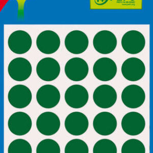 apli pack de 175 etiquetas redondas tamaño Ø 13mm aptas para escritura manual adhesivo permanente color verde