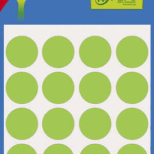 apli minibolsa de 100 etiquetas redondas Ø 19mm 5 hojas por 20 etiquetas adhesivo permanente aptas para escritura con lapiz, boligrafo y rotulador color verde