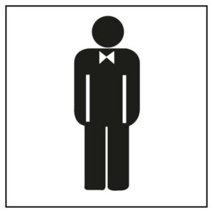 apli pegatina en pvc para señalizacion de lavabo caballeros medidas 114x114mm adhesivo permanente dibujo negro sobre fondo blanco
