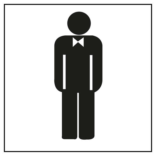 apli pegatina en pvc para señalizacion de lavabo caballeros medidas 114x114mm adhesivo permanente dibujo negro sobre fondo blanco
