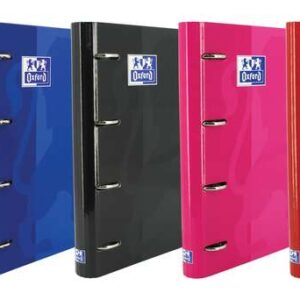 oxford europeanbinder classic carpeta de 4 anillas formato a4+ con recambio cuadriculado 5x5mm y 4 taladros cierre con goma elastica colores surtidos